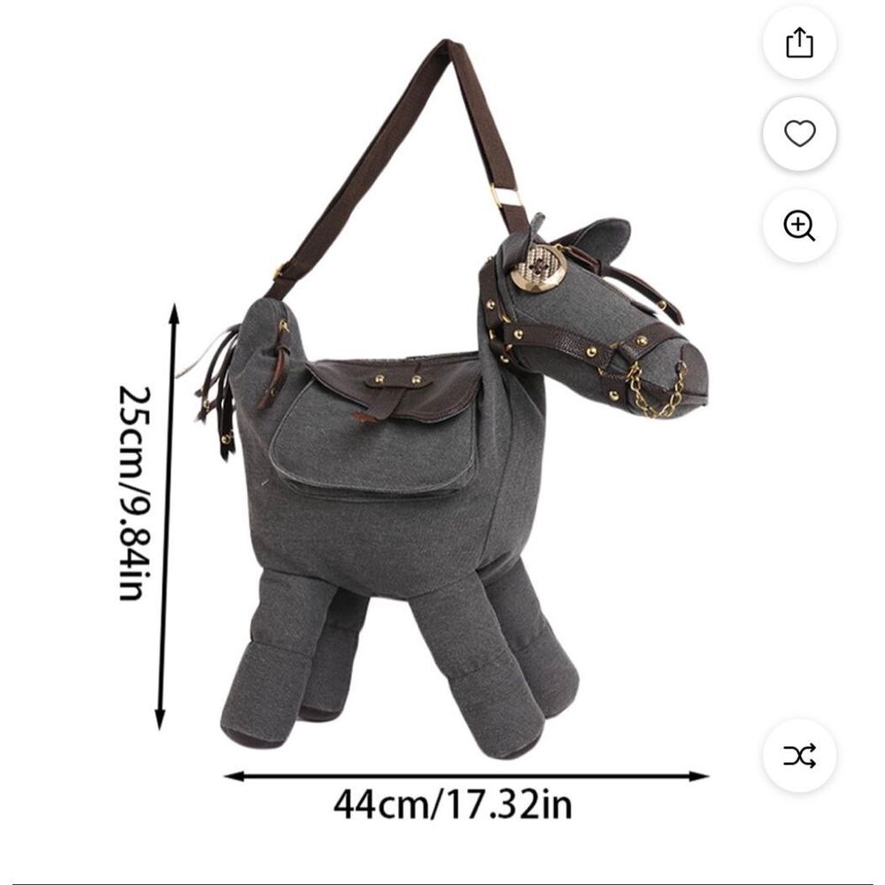 New Canvas Horse Shaped Crossbody Shoulder Bag Handbag Steampunk Horse Purse - Picture 12 of 12